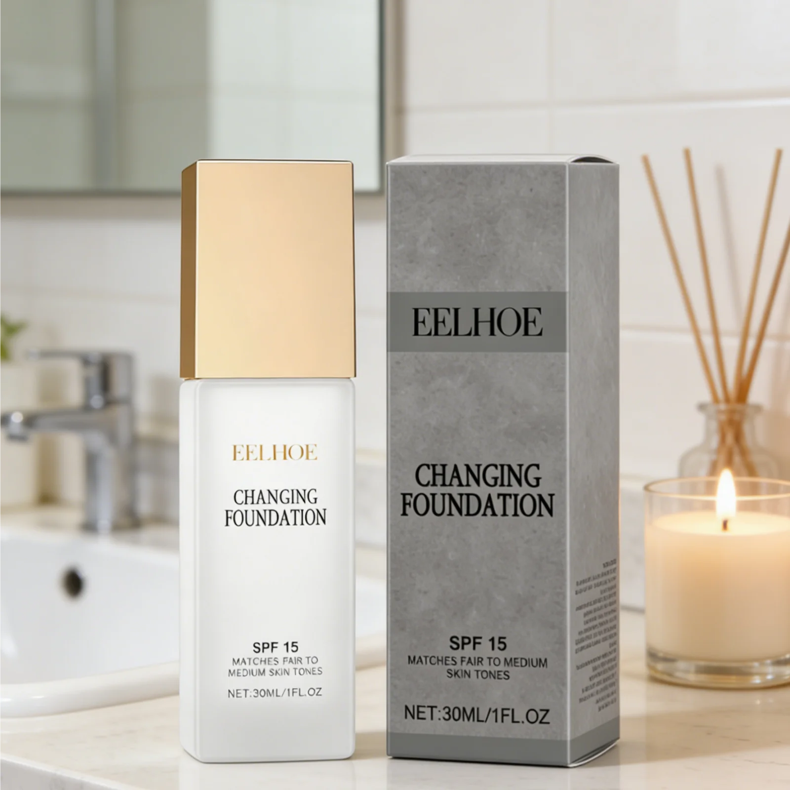 Eelhoe Color-Adapting Foundation – Full Coverage & SPF 30ml Color-Adapting Foundation Oasis Select