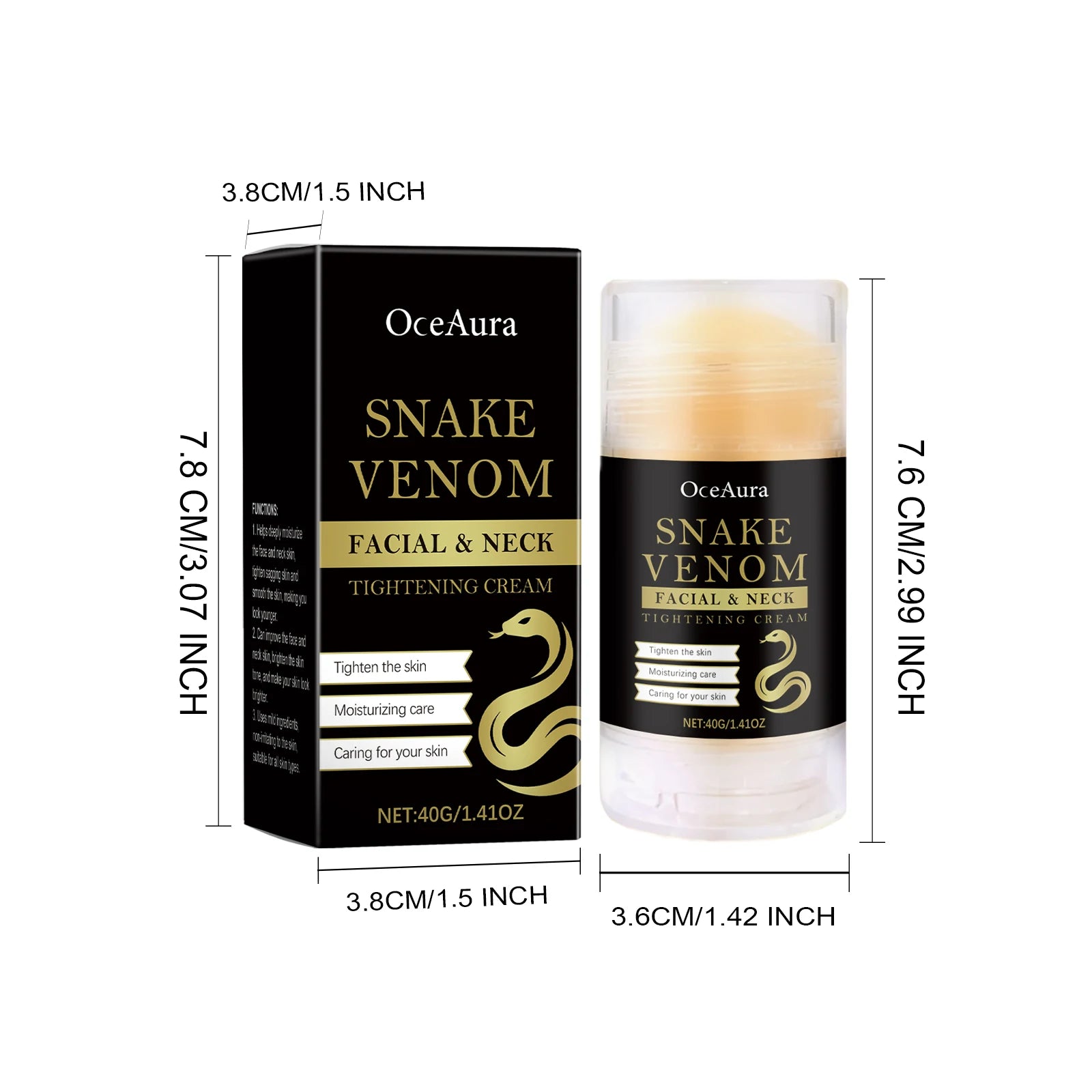 Snake Venom Neck Care Stick Lighten Fine Line Firming Lifting Face Neck Cream Stick Tightening Nourishing Anti-Aging Skin Care Oasis Select 40g Boxed