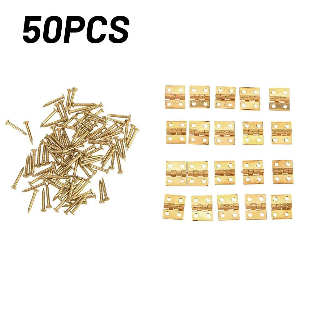 50pcs Mini Brass Hinges for Jewelry Boxes, Cabinets & Crafts Mini Brass Hinges Oasis Select 50pcs