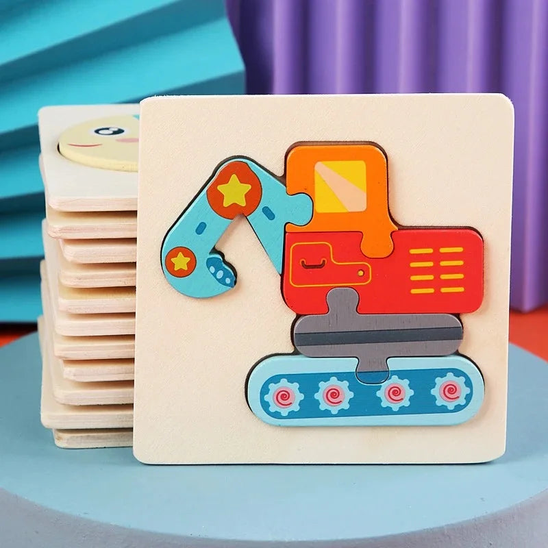 Wooden Puzzle Montessori Animals Carton Colorful Learning Education Toys Tangram Jigzaw Cognitive Wood For Children Kids Gift Oasis Select