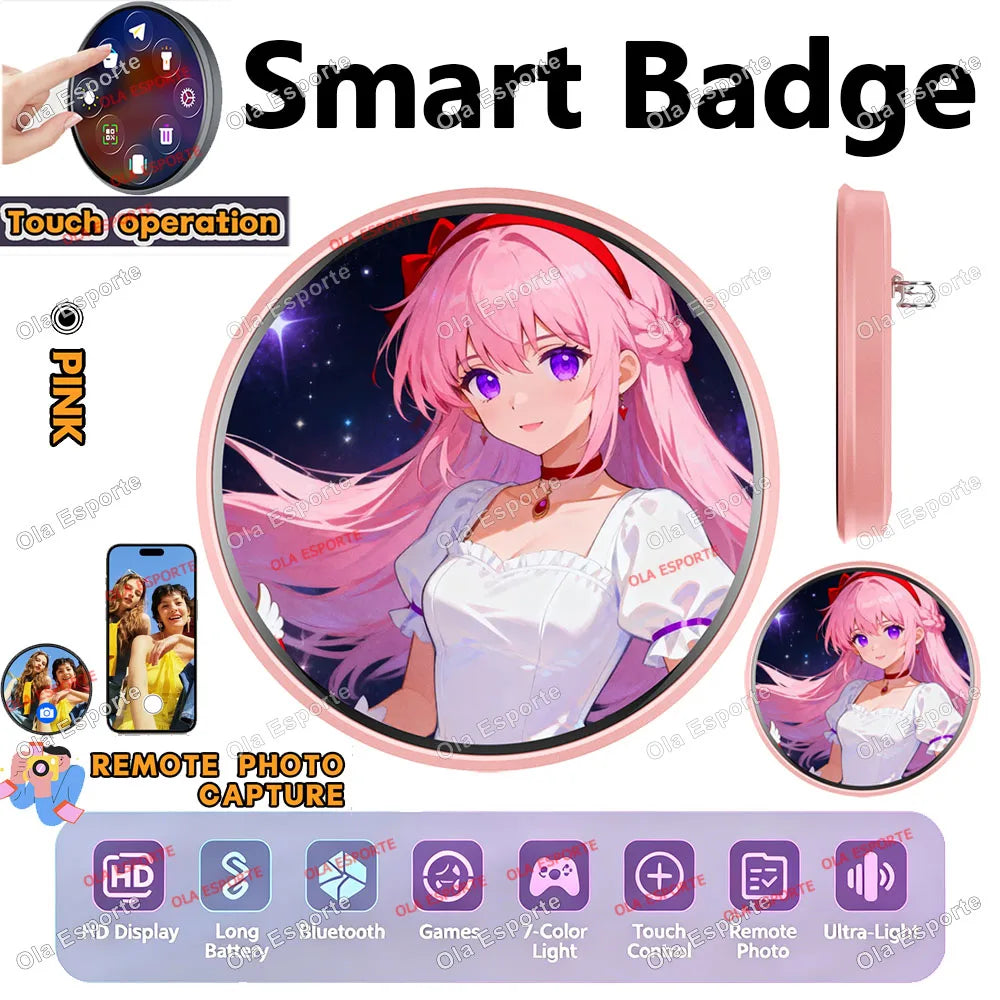 Anime Smart E-Badge | 1.85" LED Touch Screen Display Pin