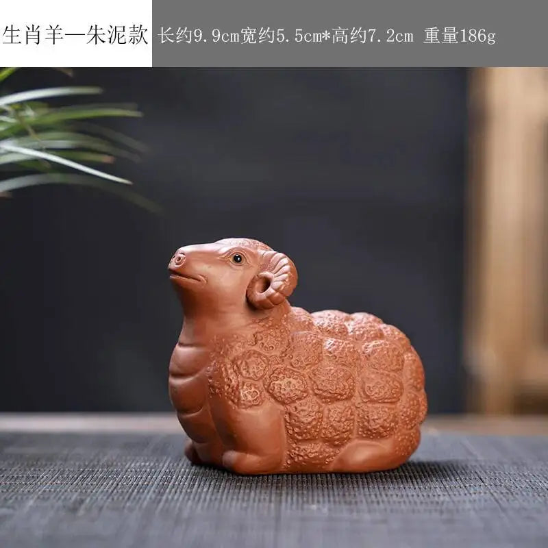 Zisha Twelve Zodiac Creative Tea Pet Ornaments Nurturable Tea Play Tea Accessories Cute Zodiac Small Ornaments Oasis Select Zhu Ni x Sheep
