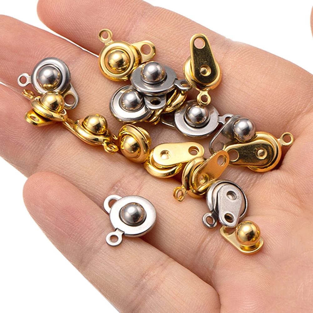 10 Sets 304 Stainless Steel Snap Button Clasps Ball & Socket Snap Clasps Fastener Clasp for Necklace Bracelet DIY Craft Oasis Select