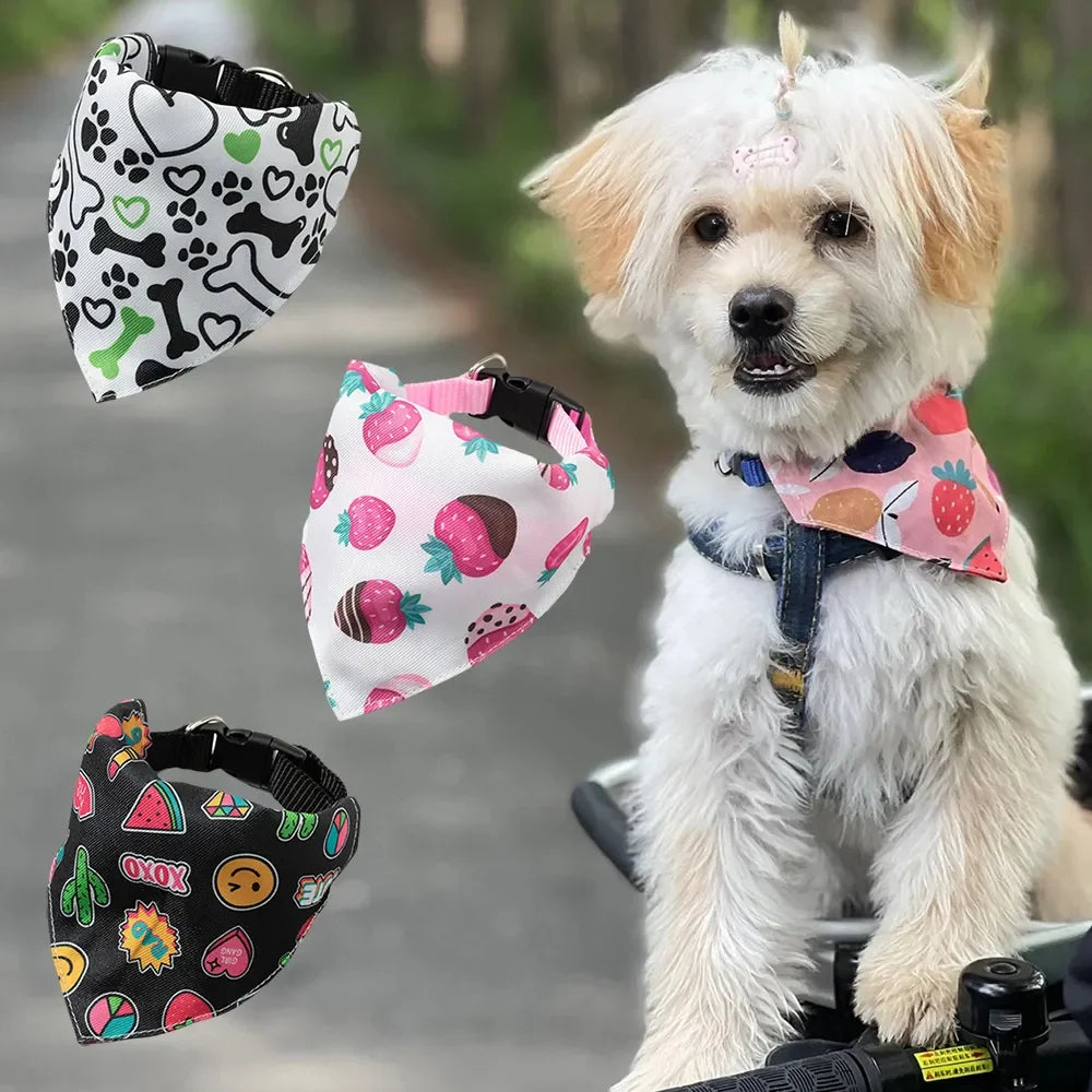 Pet Saliva Towel Adjustment Cute Cartoon Bear Weaved Dog Cat Collar Bib Grooming Arc Design Dog Scarf for Girl Small Dogs Cats Oasis Select