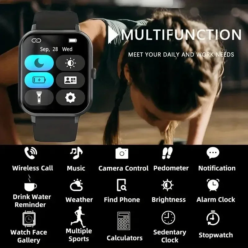 Smartwatch 1.83" Touch Screen – Calls, 100+ Sports & Heart Rate