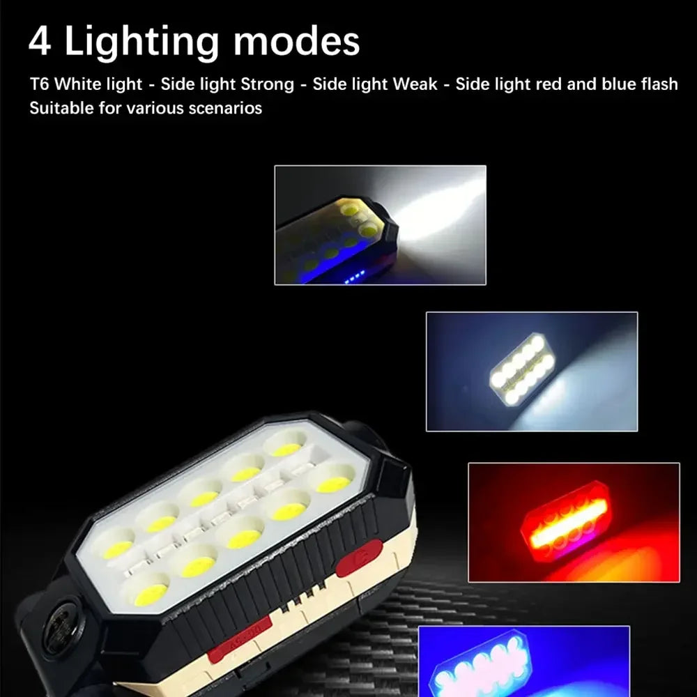 High Power LED Flashlight Rechargeable COB Work Light Adjustable Waterproof Camping Lantern Magnet With Power Display Oasis Select