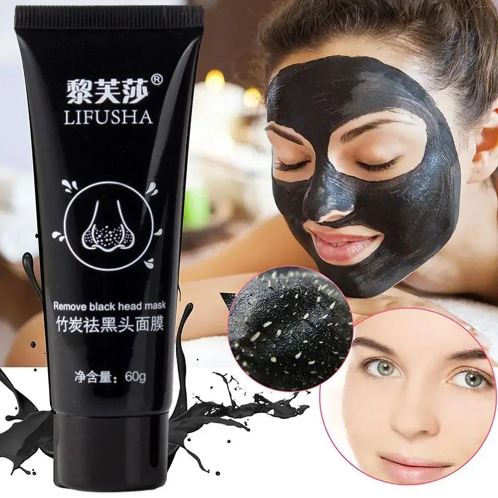 60g Bamboo Carbon Black Mud Facial Mask Active Carbon Deep Cleansing Purifying Remove Blackhead Strawberry Nose Remover Oasis Select