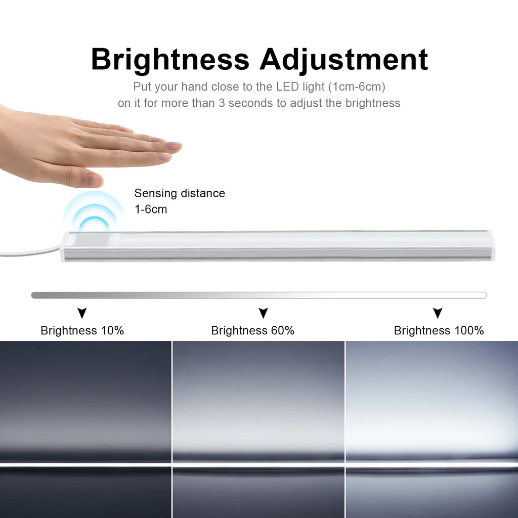 USB Wireless Induction Night Light - Bedroom Wardrobe/Cabinet Hand Wave Sensor Light No Drilling Installation,Study Wall Lamp Oasis Select