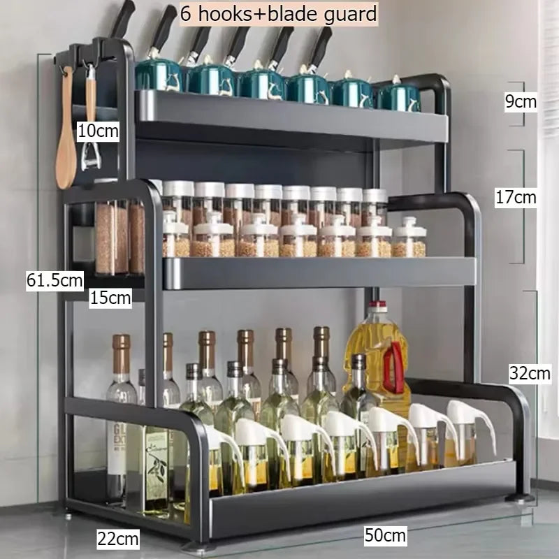 Multi-functional Household cutting board seasoning storage rack multi-layer knife holder chopstick cage kitchen countertop rack Oasis Select Layer 3 50