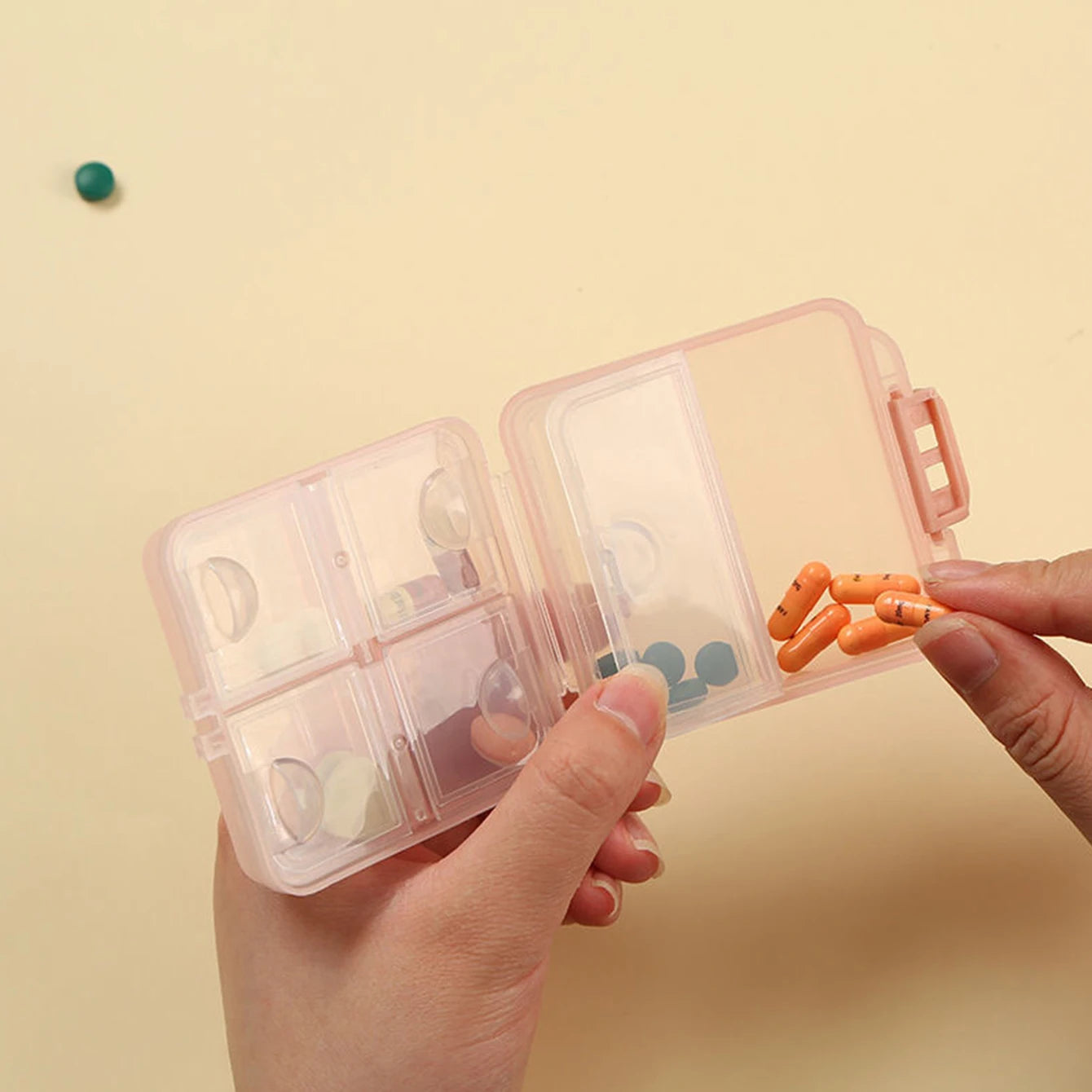 Portable Double-layer Buckle Packaging And Sealing, 6-cell Drug Compartment Storage Small Medicine Box Oasis Select