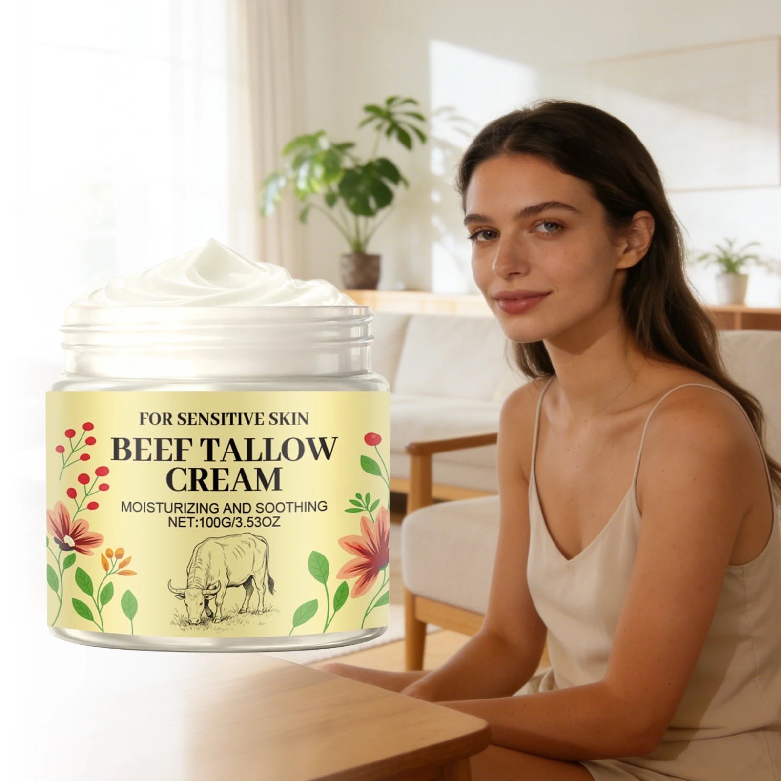 Beef Tallow Body Cream Gentle Moisturizing Soothing Skins Improve Dryness Reduce Skin Tightness Easy Absorb Skincare Moisturizer Oasis Select
