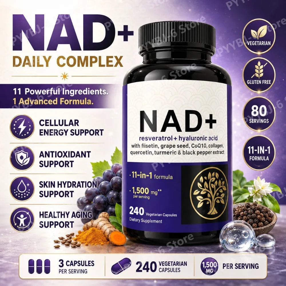 NAD+ Resveratrol Hyaluronic Acid 11-in-1 Supplement 240 Caps