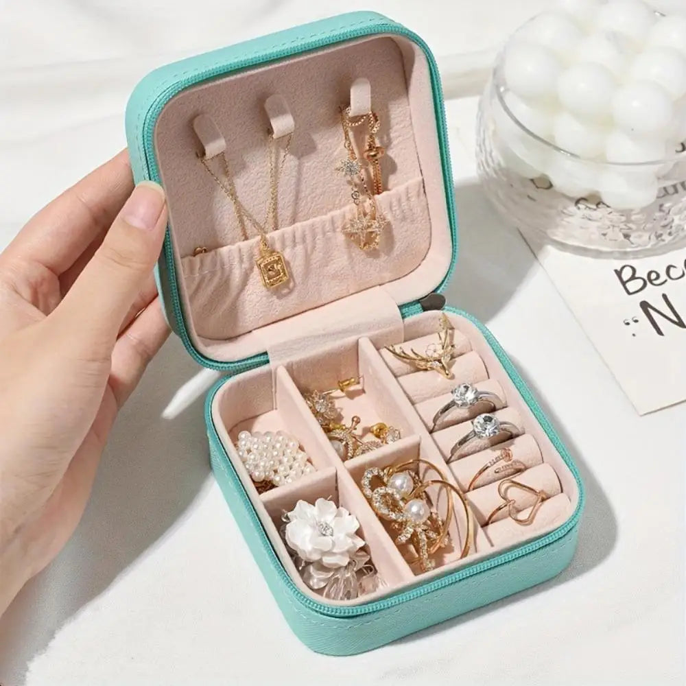 Mini Jewelry Box, Travel Portable Jewelry Case For Ring, Pendant, Earring, Necklace, Bracelet Organizer Storage Holder Boxes Oasis Select light green