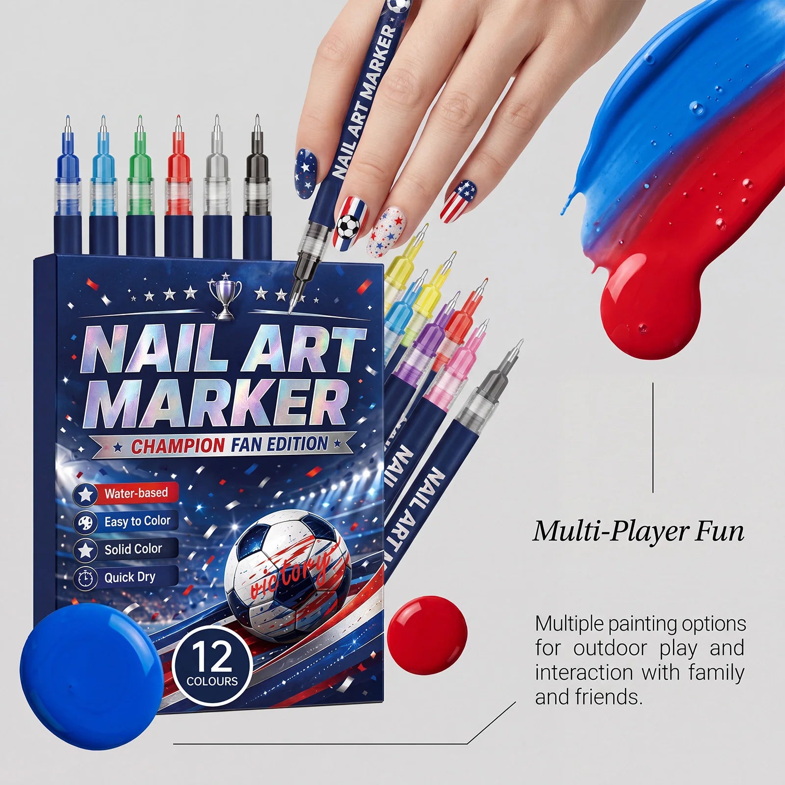 Fan Edition Nail Art Markers Waterproof Solid Color Fine Tip Nail Polish Drawing Pen DIY Sports Pattern Nail Design Man icure Su Oasis Select