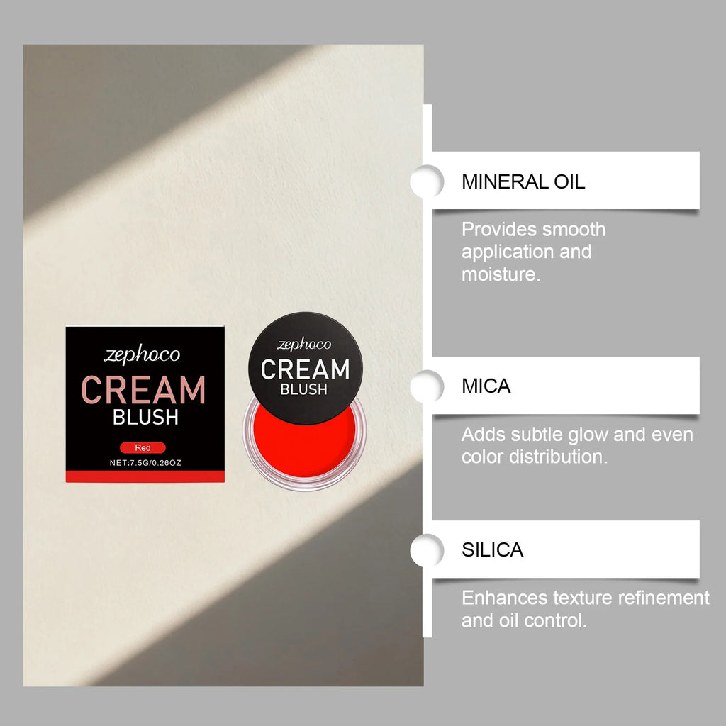 Red Silky Moisturizing Blush, Hydrating and Colorful for a Rosy, Radiant, Natural Contouring Makeup Look Oasis Select