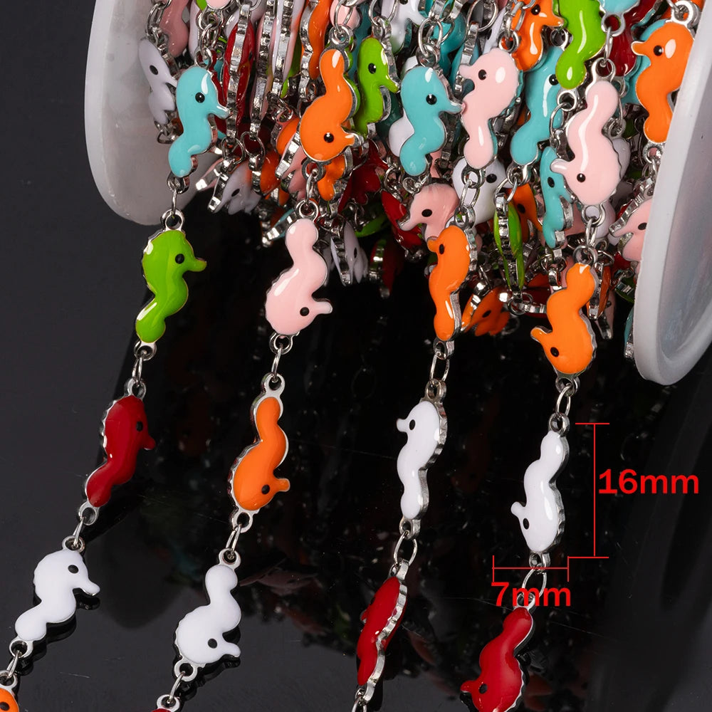 1m Stainless Steels Ocean Animal Oil Drip Chain Enamel Link Women DIY