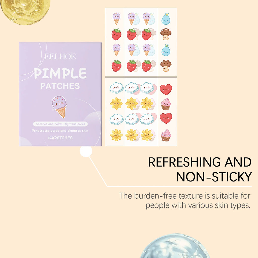 EELHOE 144-Pack Cartoon Pimple Patches – Acne Spot Treatment Acne Pimple Patches Oasis Select