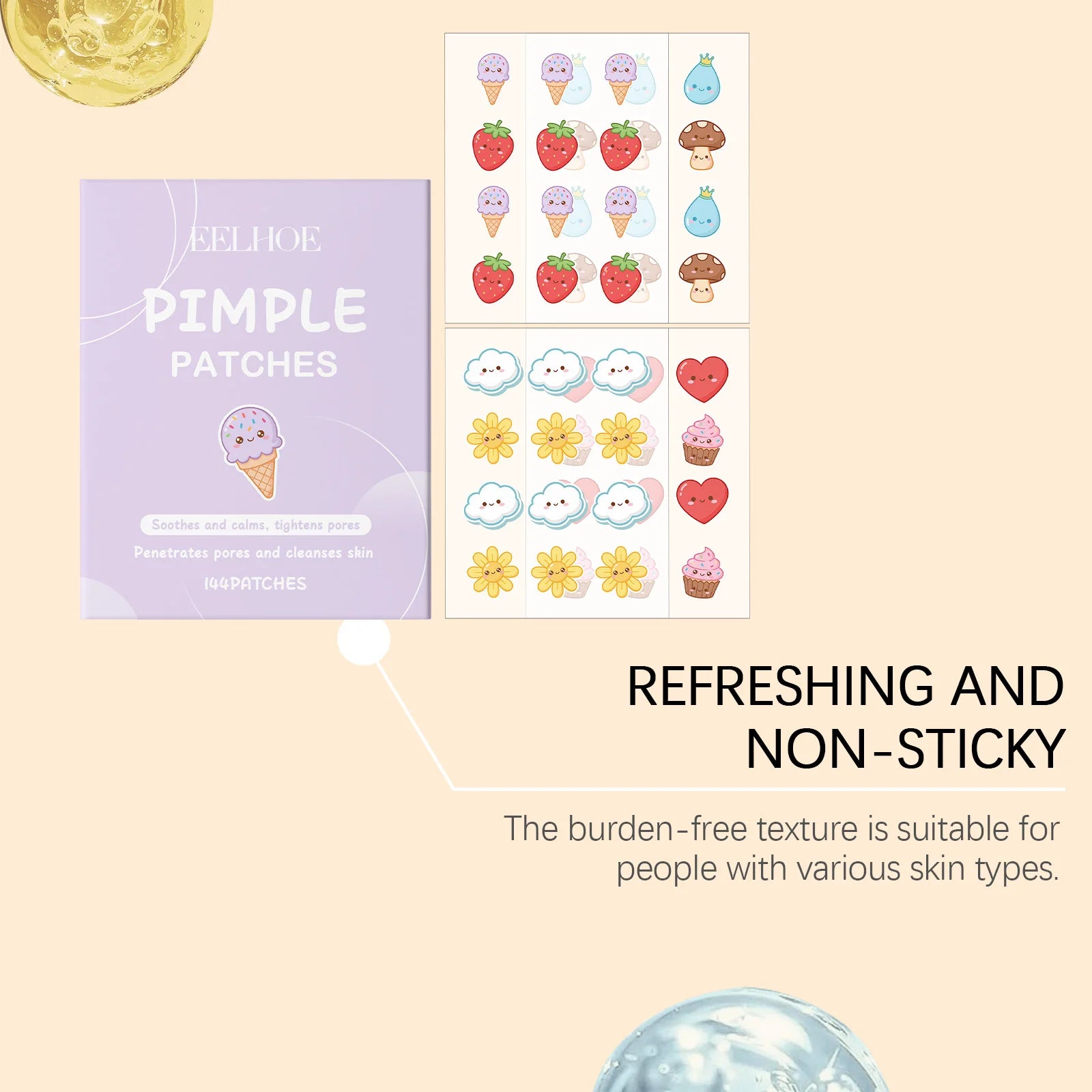 EELHOE 144-Pack Cartoon Pimple Patches – Acne Spot Treatment Acne Pimple Patches Oasis Select