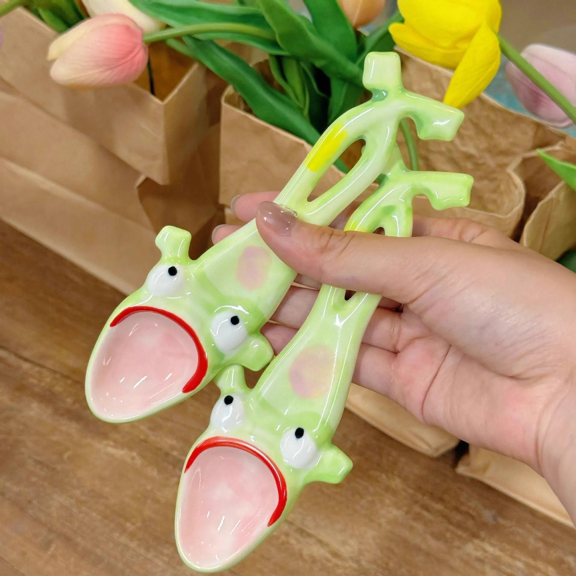 Ceramic Spoon Quirky Abstract Frog Spoon Personality High Aesthetic Porridge Spoon Rice Spoon Soup Spoon Kitchen Tablewear Oasis Select