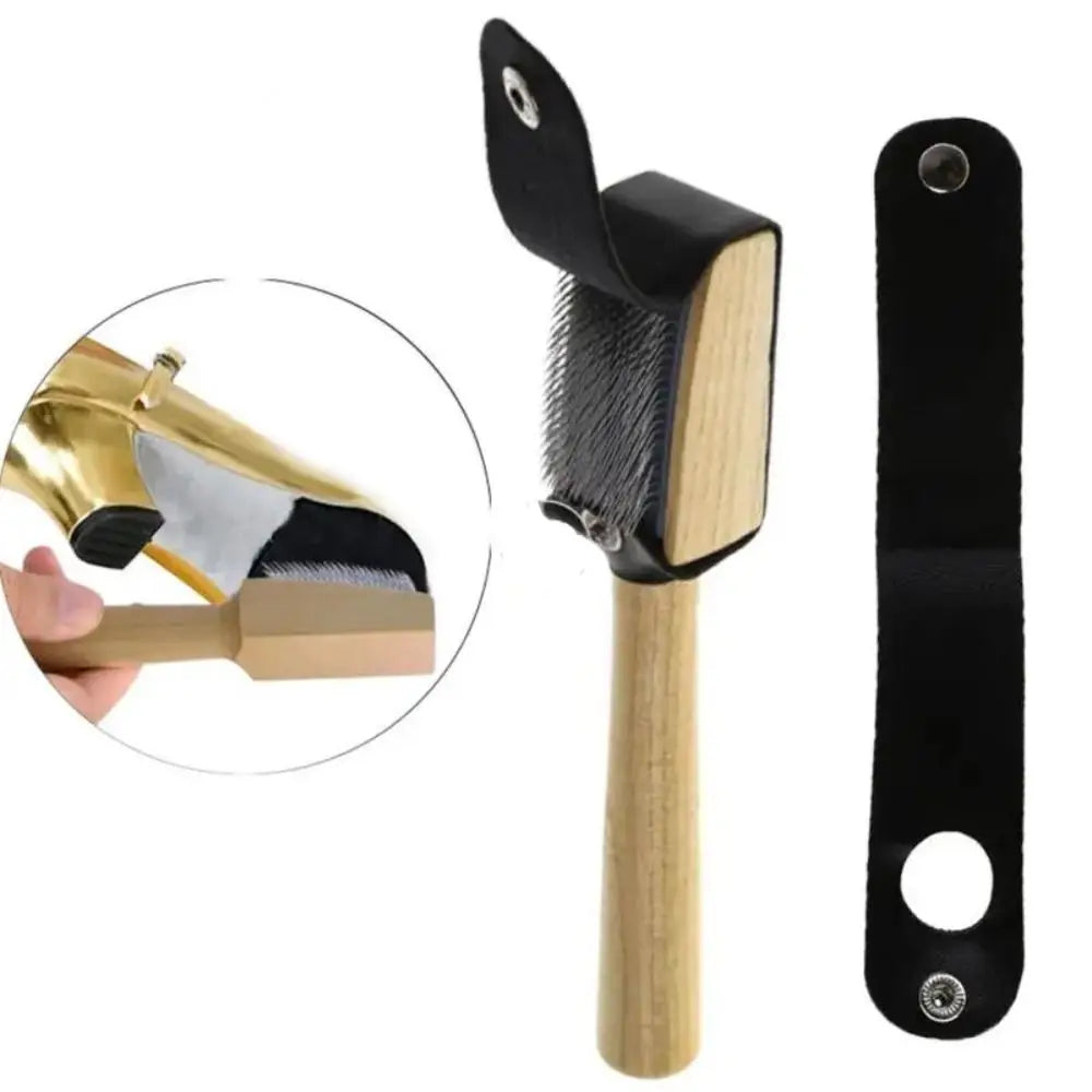 Wooden Suede Sole Wire Shoe Brush With Protector Cover Stainless Steel Brush Head Dance Shoes Cleaning Brush Durable Practical Oasis Select