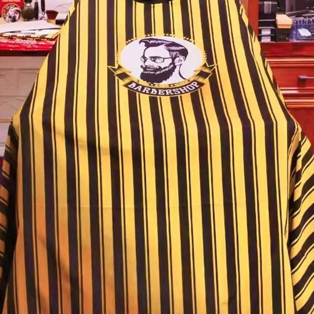 Barber Printed Hair Cutting Cape Yellow Black Striped Waterproof Salon Cape for Men Hair Styling Professional Barber Tool Oasis Select