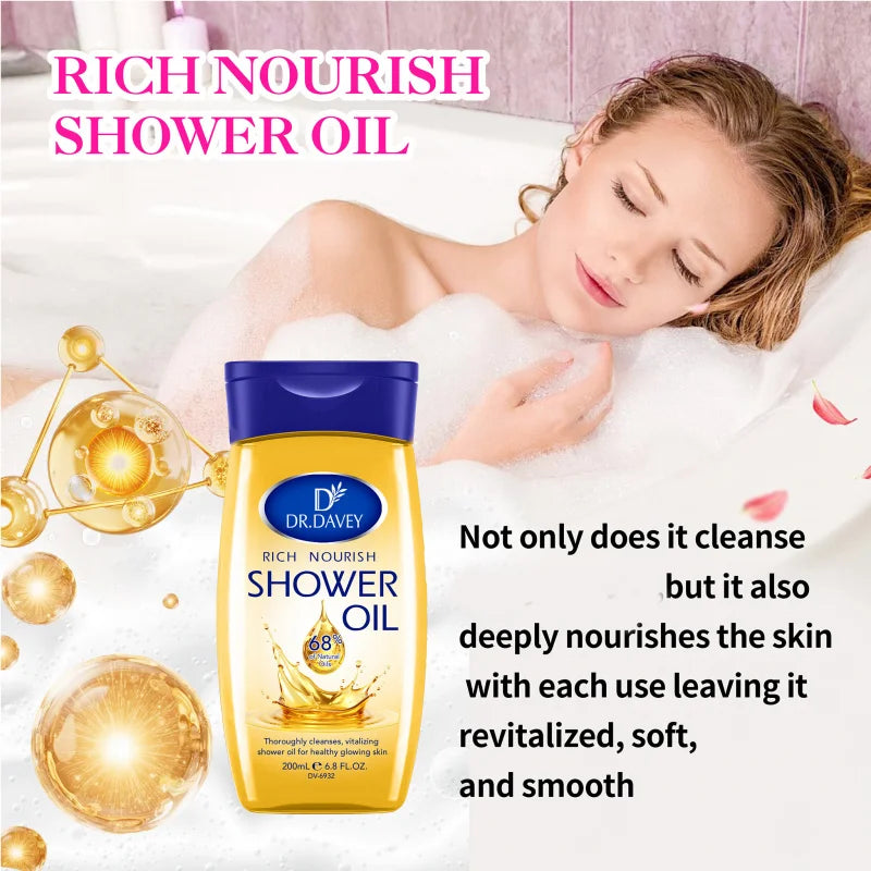 DR.DAVEY 200ml Nourishing Shower Oil – Body Moisturizer for All
