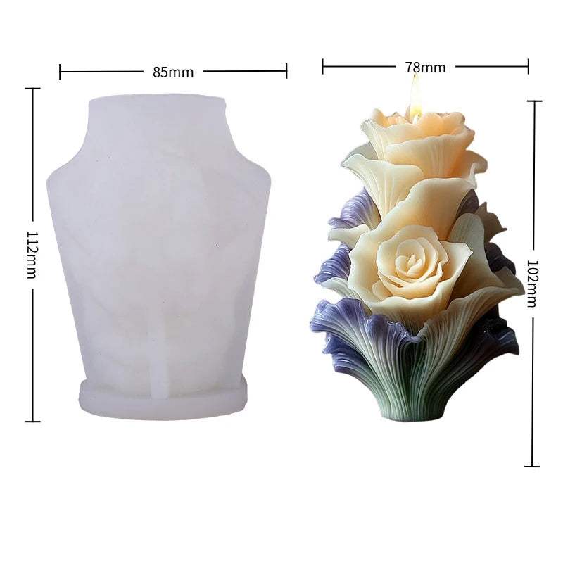 Christmas Twin Flower Christmas Tree Candle Mold DIY Christmas Atmosphere Floral Silicone Mold Oasis Select B