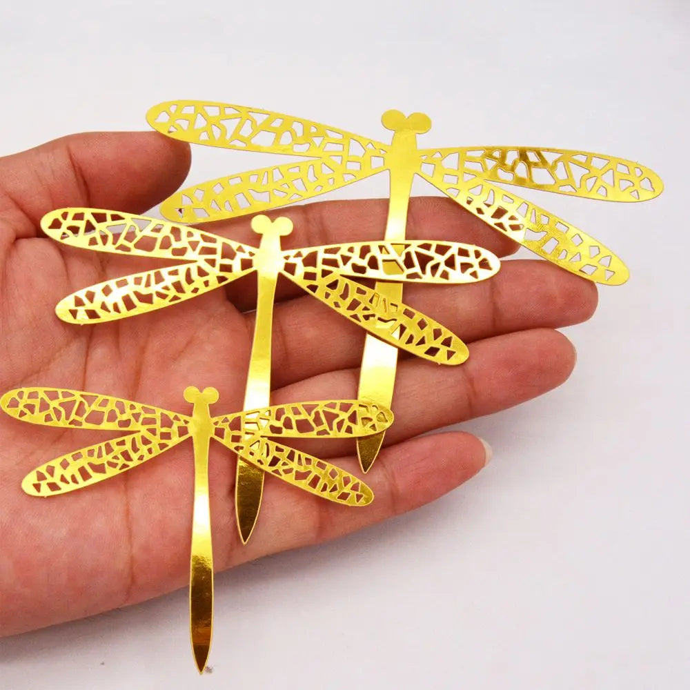 12-Pack 3D Dragonfly Wall Stickers – Gold Silver Rose Gold