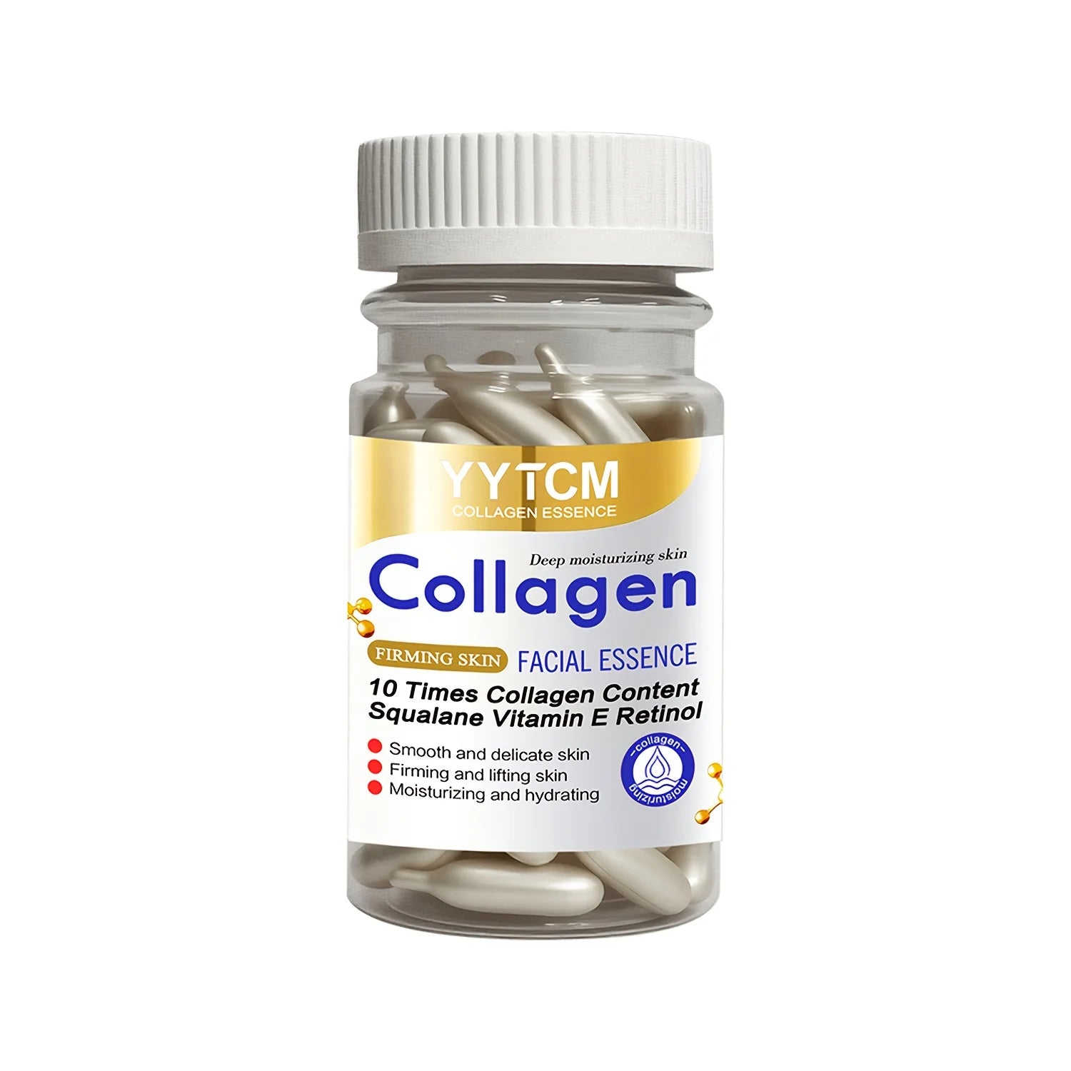 Collagen Firming Capsule Essence, Moisturizing and Smoothing the Skin, Contains Plant-Based Squalane, Retinol, and Vitamin E Deep Hydration Essence (0.4Gx90 Capsules)/Bottle-1 Bottle Oasis Select 1 Bottle