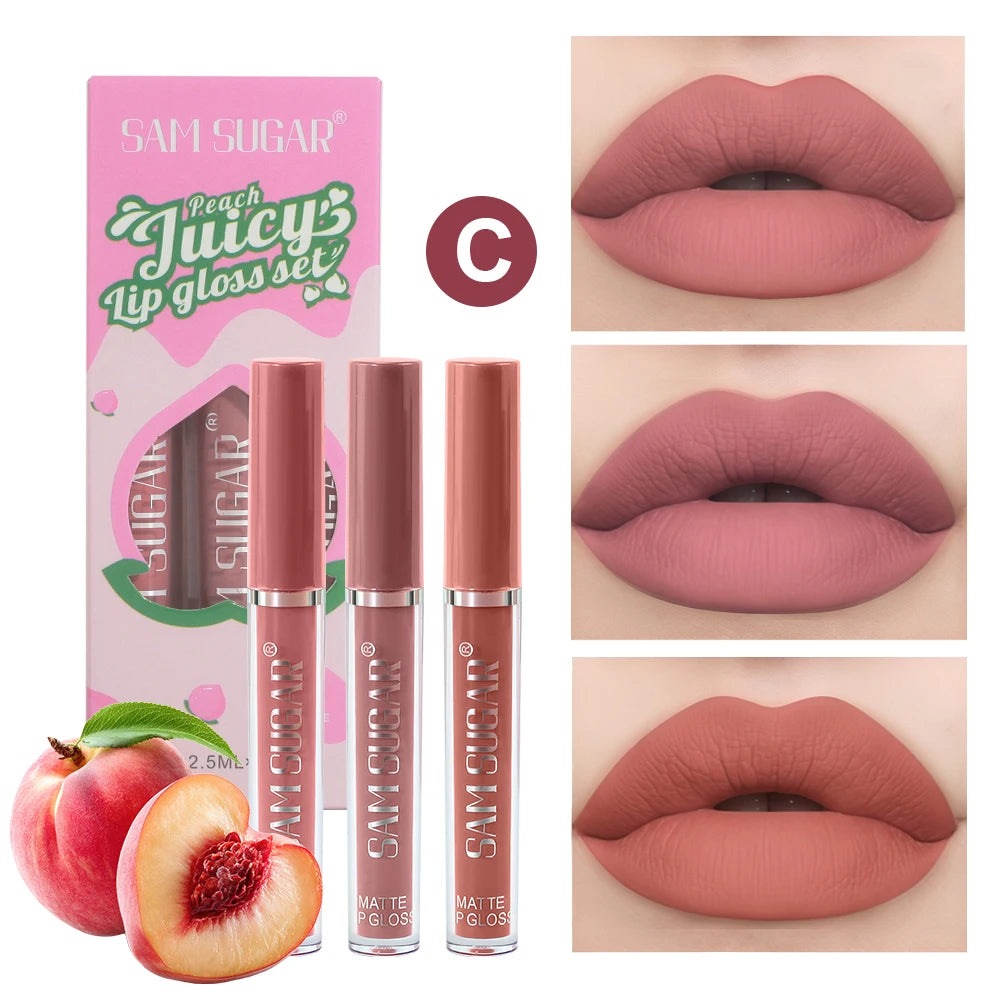 SAM SUGAR Velvet Matte Lip Gloss Set – Long Lasting Lipstick Matte Lip Gloss Set Oasis Select C