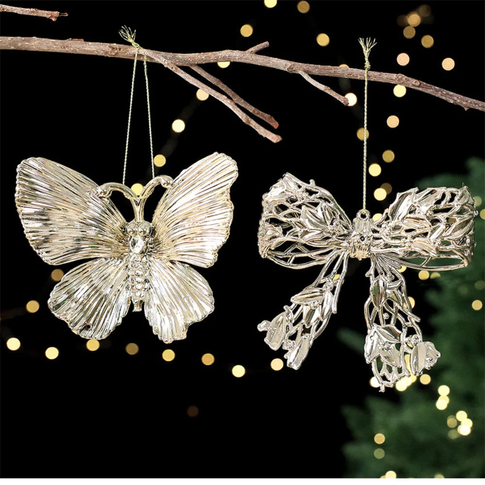 Gold Christmas Tree Ornaments – Angel, Snowflake & Butterfly