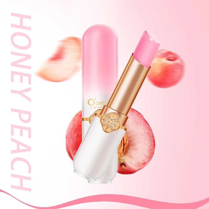 O'CHEAL Color Fruit Lipstick Peach Temperature Changing Lip balm Moisturizing Waterproof Long Lasting Moisturizes Lip Balm Oasis Select peach