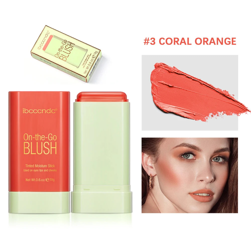 Make Up Functional Blush Stick Easy Color Rouge Blusher Cream Waterproof High Color Rendering Brightening Skin Tone Hot Oasis Select orange
