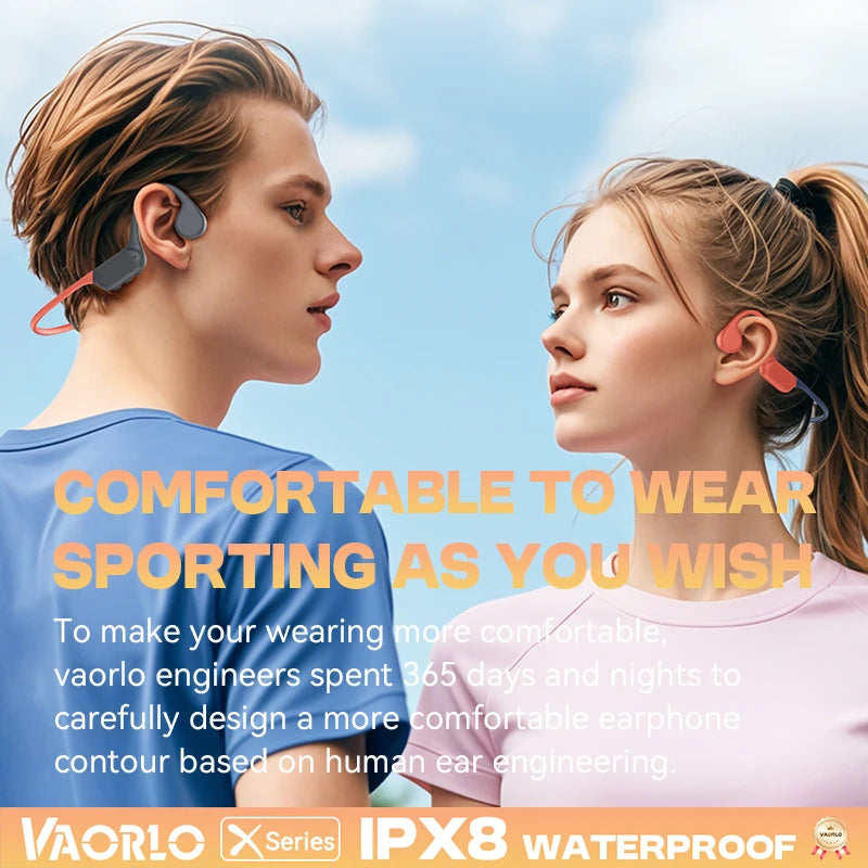 Original VAORLO True Bone Conduction Wireless Headphone IPX8 Waterproof Swimming Sport Hifi Headsets Bluetooth 5.4 32GB MP3 Play Oasis Select
