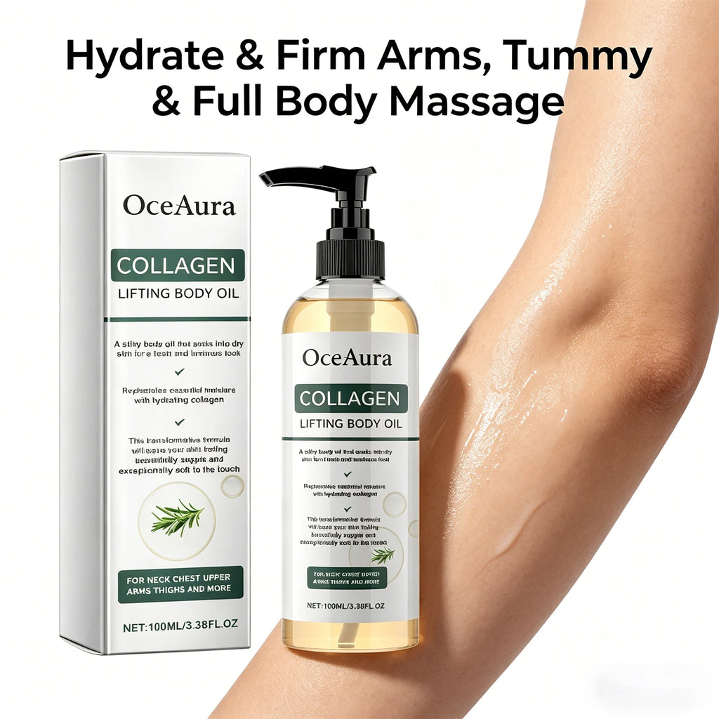 Collagen Body Oil Firming Lifting Deep Moisturizing Non Greasy Rosemary Smooth Dry Skin Supports Elasticity Shower Massage Oil Oasis Select