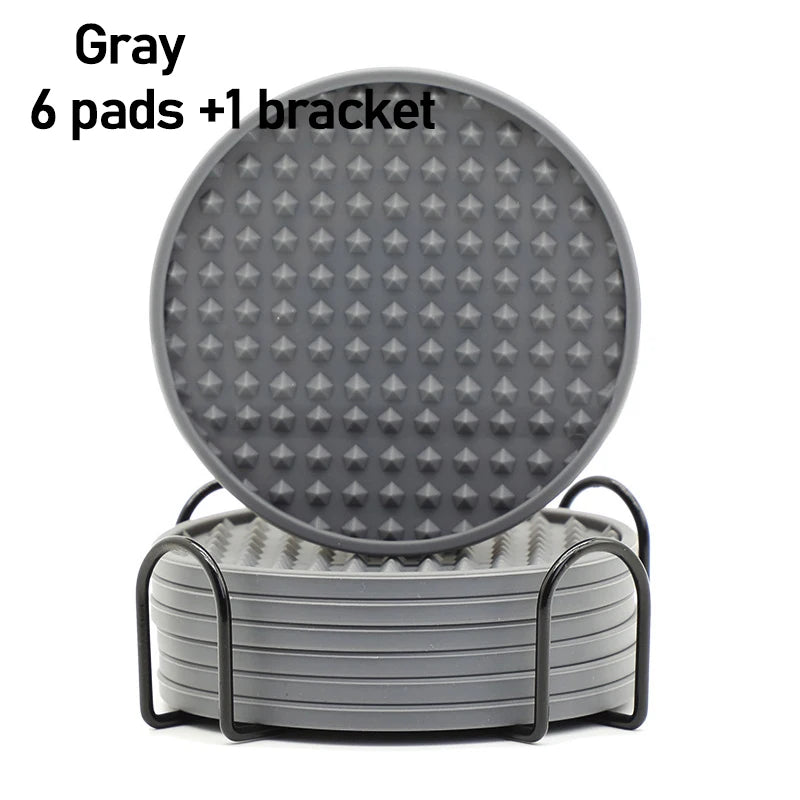 6pcs Silicone Coasters Round Heat Resistant Rubber Tea Cup Mat Drink Coffee Mug Glass Beverage Holder Pad Decor Table Mat 10cm Oasis Select Gray 6pc 10x0.5cm Round