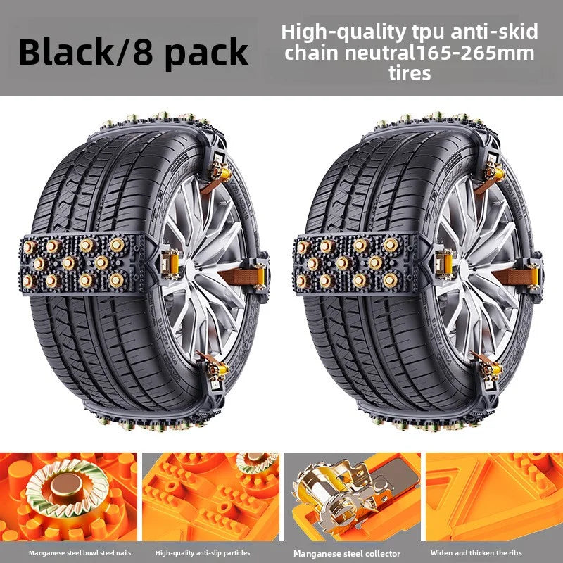 Car anti-skid chains, SUV, small car, off-road vehicle, universal type, non damaging tires, snow anti-skid chains Oasis Select installation package