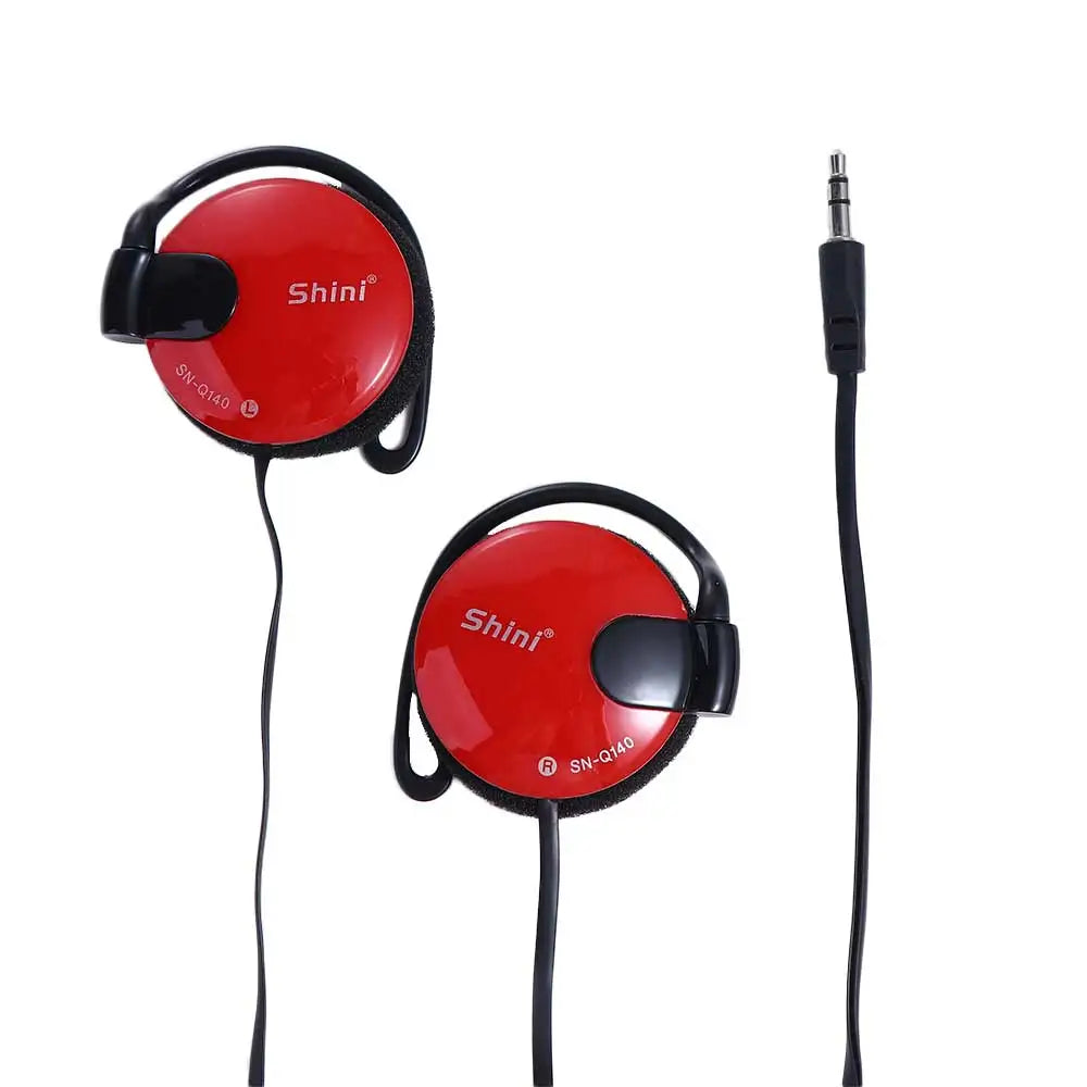 3.5mm Bass Headphones Ear Hook Headset Sports Earphone Wired Earpiece For Mp3 Computer Mobile Telephone Oasis Select red