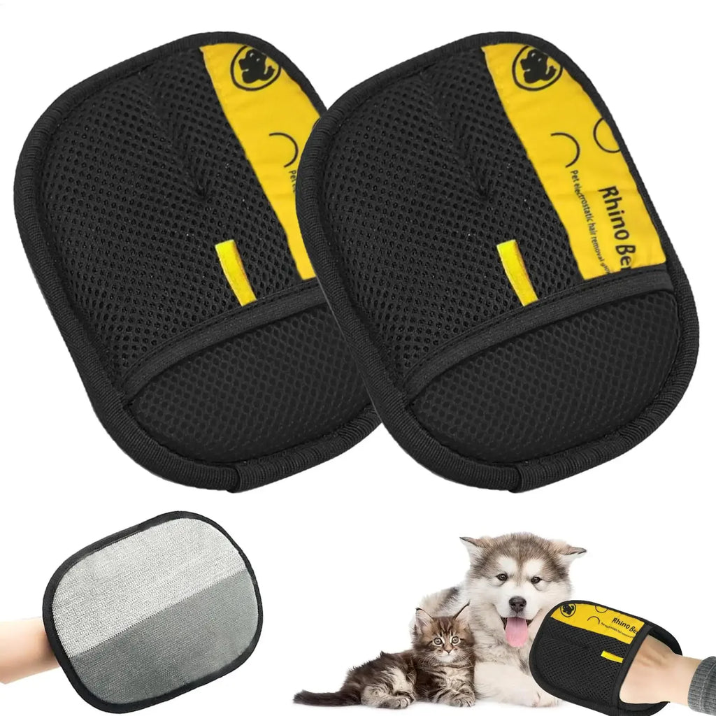 2Pcs Double-Sided Pet Grooming Gloves Cat Dog Hair Remover Gentle Massage Brushing for Shedding Loose Fur Pet Grooming Glove Oasis Select