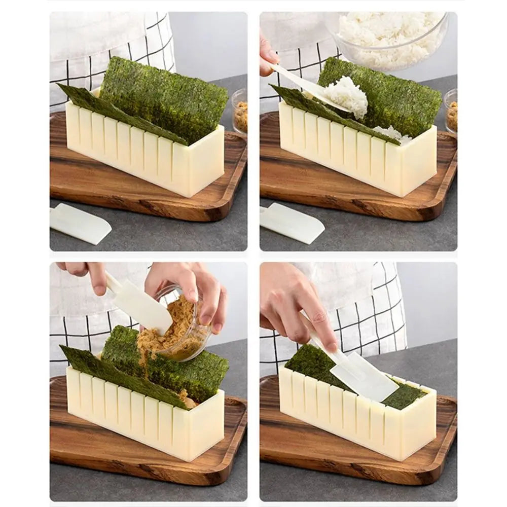 3pcs/set Plastic Sushi Maker Equipment Kit Anti-stick Round Square Heart-shaped Kimbap Sushi Rolls Mold DIY Multifunctional Oasis Select