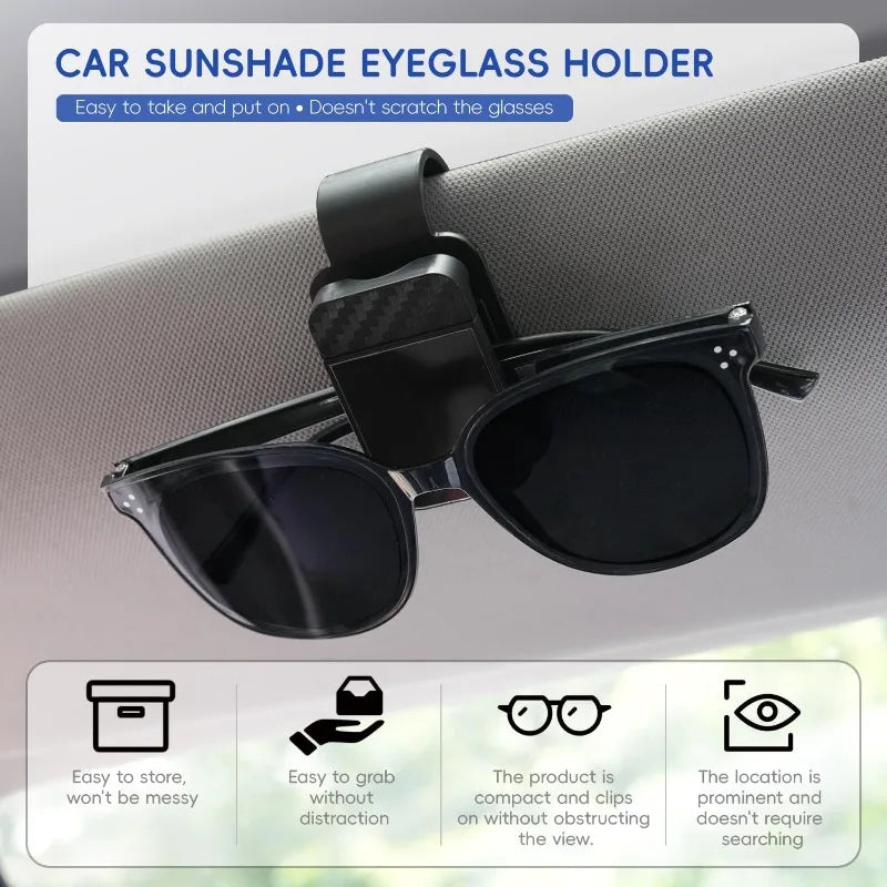 Car Sun Visor Sunglasses Clip Holder Universal Stable Glasses Hanger Card Ticket Organizer Interior Storage Clip Car Accessories Oasis Select