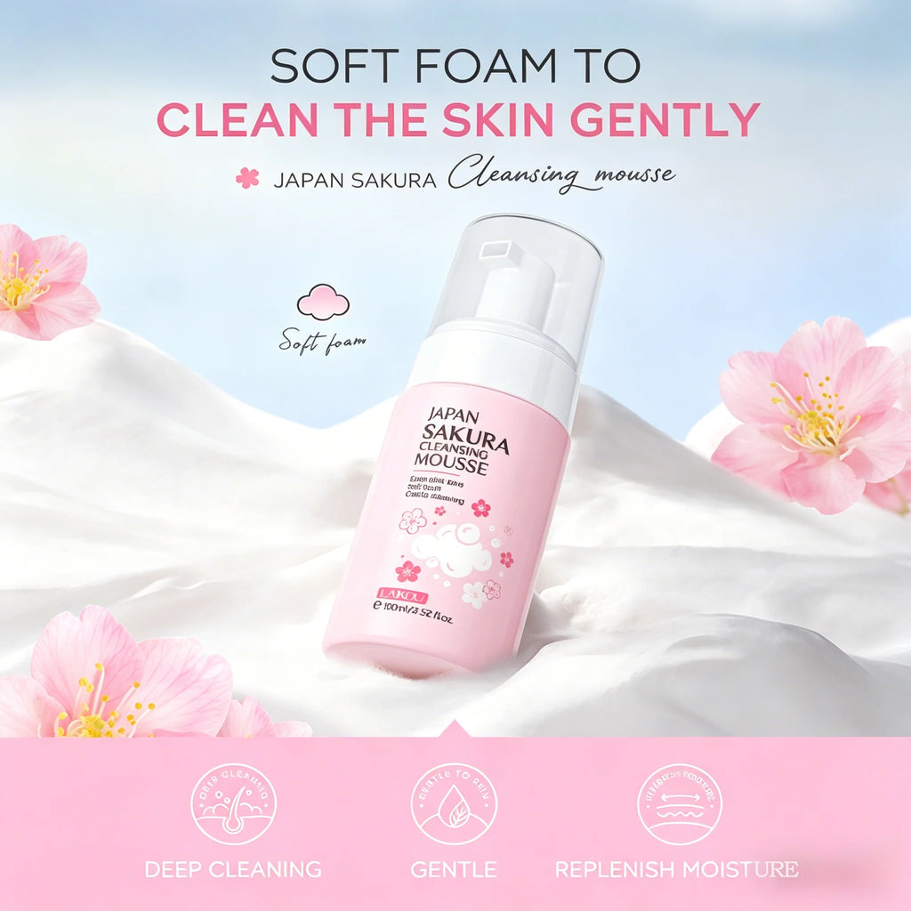 LAIKOU Sakura Facial Mousse Cleanser – Brightening & Hydrating Foaming Facial Cleanser Oasis Select