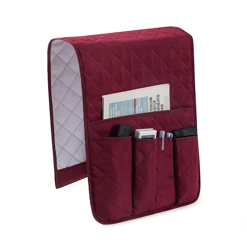Sofa Armrest Organizer with 5 Pockets and Cup Holder Tray Couch Armchair Hanging Storage Bag for TV Remote Control Cellphone Oasis Select Red
