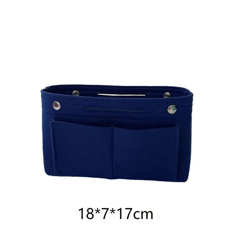 Felt Insert Bag Organizer | Multi-Pocket Travel Cosmetic Tote Bag Insert Organizer Oasis Select Dark blue S