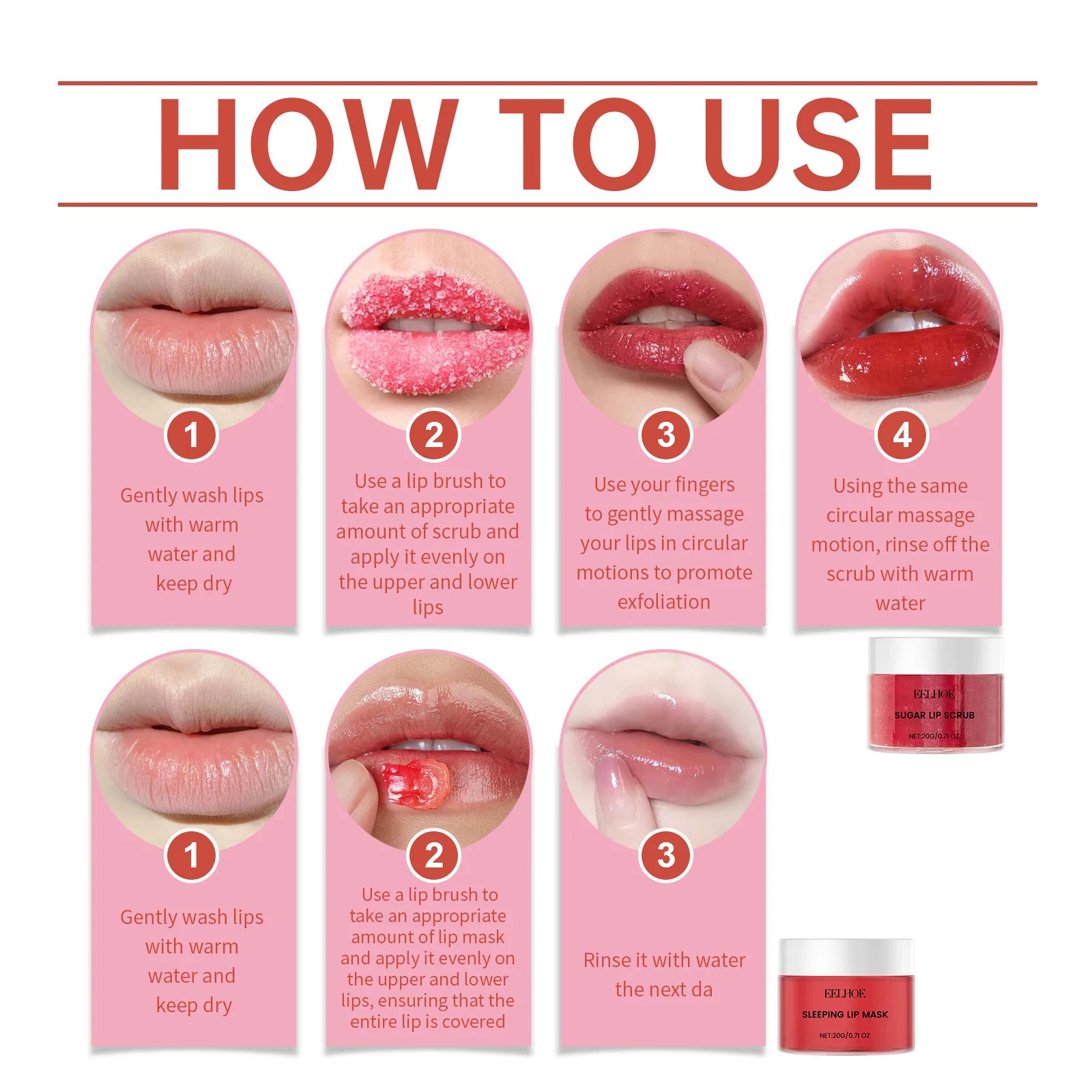 Eelhoe Vitamin C Lip Scrub & Overnight Mask Set – Nourish & Brighten Lip Care Set Oasis Select