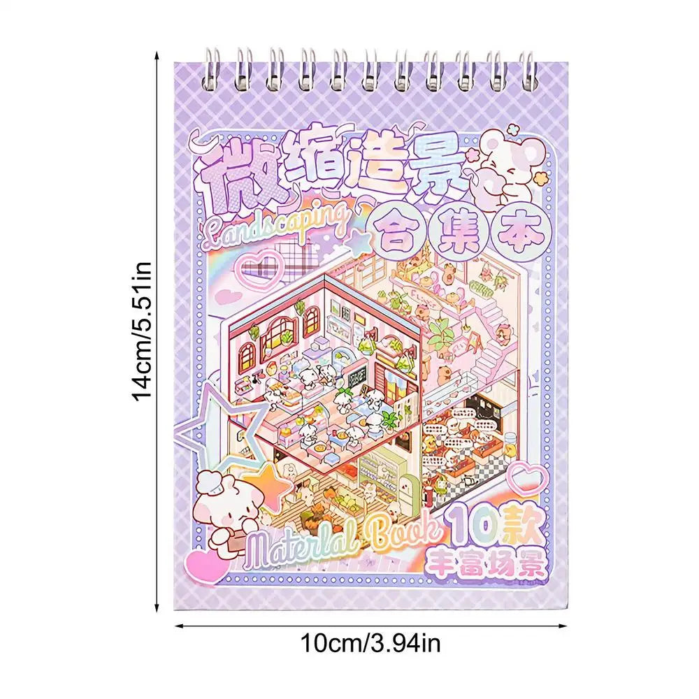 Landscape Sticker Scenes Cartoon Landscape Sticker Book Forest Village DIY 3D Sticker Scene Pocket Birthday Gift For Planner Oasis Select Purple 1PC