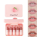 5Pcs Peach Lipstick Lip Tint Set Cute Matte Lipsticks Waterproof Long-lasting Non Stick Cup Mini Lip Gloss Lipstick Makeup Gift Oasis Select 1 set
