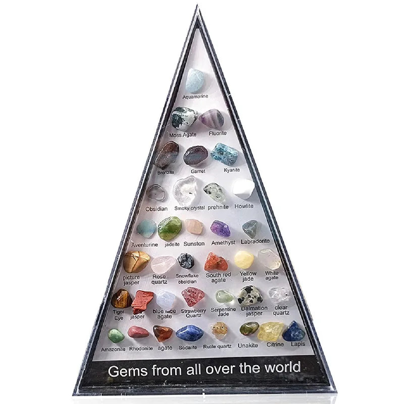 36pcs/Set Rock Mineral Collection Geology Gem Kit Natural Gemstone Crystal Sets Geology Educational Kit For Holiday Kids Gifts Oasis Select White