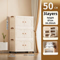 3/4/5layers Foldable Large Capacity Storage Cabinet ,Wardrobe Organizer,Multifunctional Space-Saving Utility Cabinet Oasis Select Three-tiered cream