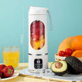 2025 Mini Electric Juicer with Powerful Motor 450ML Large Capacity Digital Display Crushed Ice Household Charging Juice Cup Oasis Select White